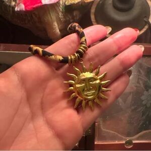 Celestial Radiance The Sun Goddess Statement Leopard Cord  Necklace